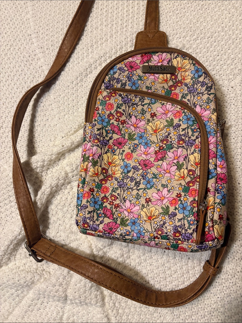 Multisacs Floral Crossbody Bag in Brown and Multicolor